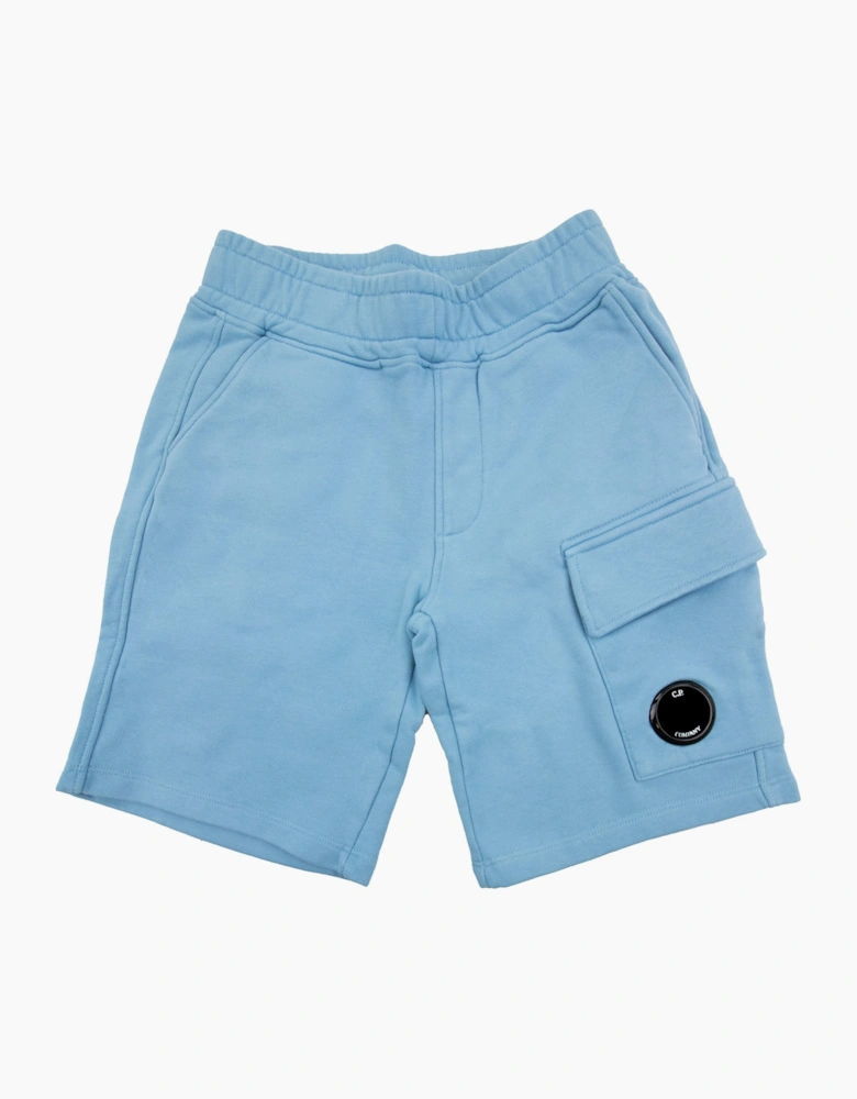 Cp Company Undersixteen Grey Lens Logo Bermuda Shorts Niagara Blue 853