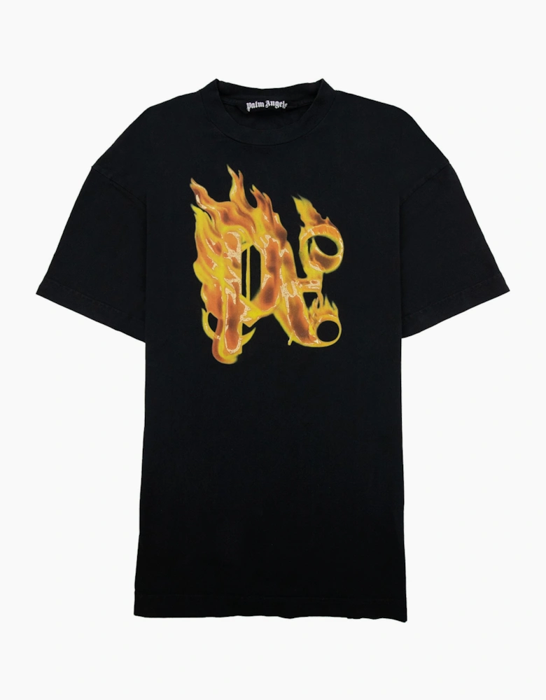 Palm Angels Burning Monogram T Shirt Black/gold