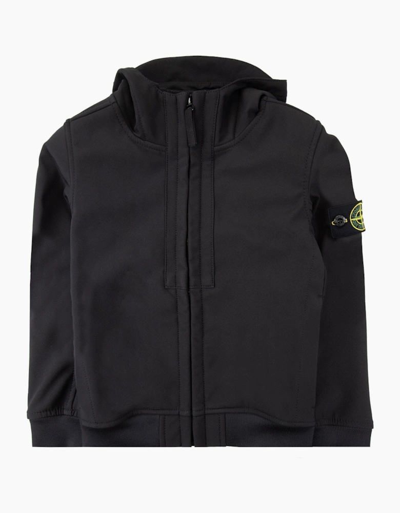 Stone Island Junior Q0122 Soft Shell-r_e.dye® Technology In Recycled Polyester Black V0029
