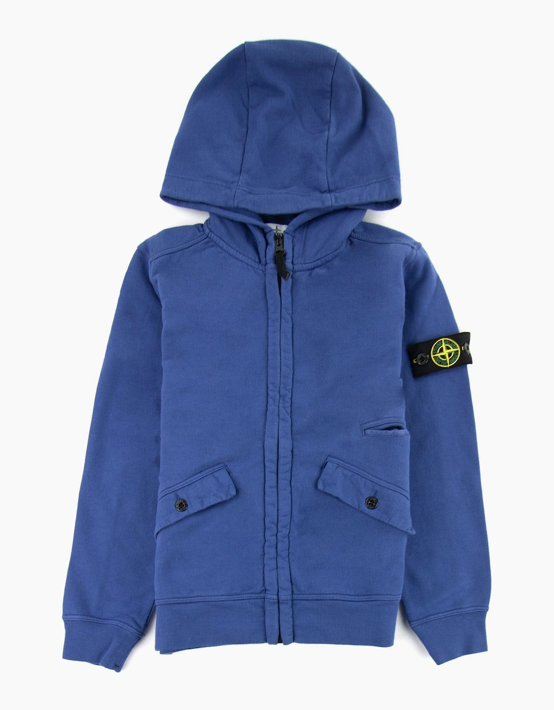 Stone Island Junior Zip Hooded Sweatshirt Blue V0028