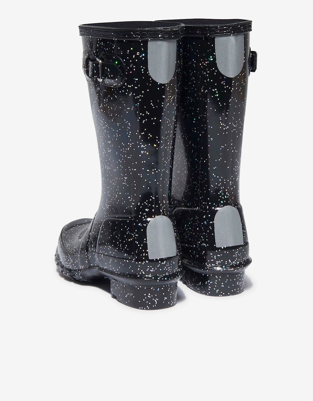 Hunter Girls Original Giant Glitter Wellingon Boots in Black