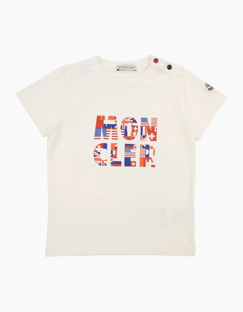 Moncler Junior Shoulder Button T-shirt White