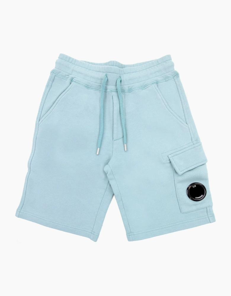 Cp Company Undersixteen Grey Lens Logo Bermuda Shorts Mineral Blue 811