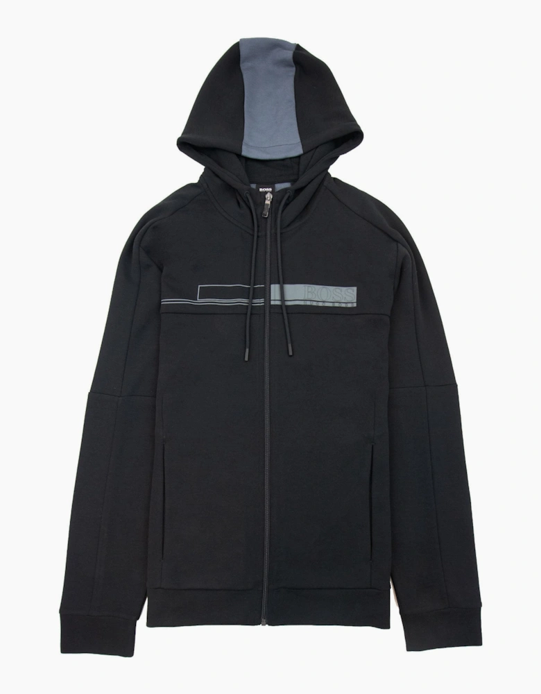Hugo Boss Saggy 1 Block Logo Zip Up Hoody Black 001