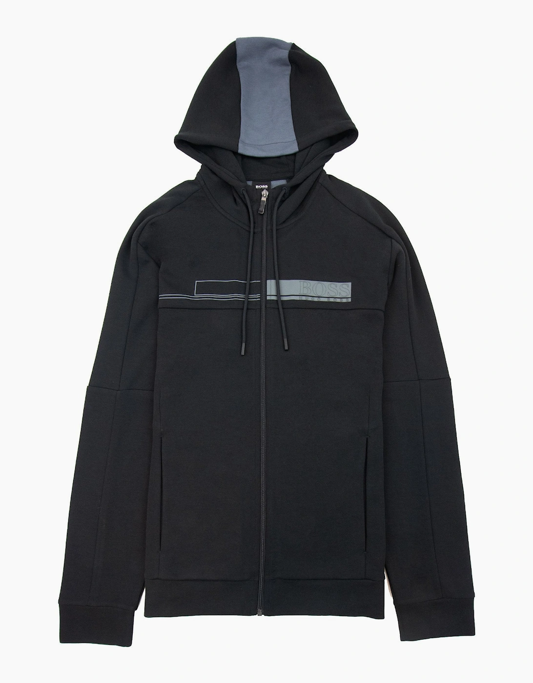 Hugo Boss Saggy 1 Block Logo Zip Up Hoody Black 001