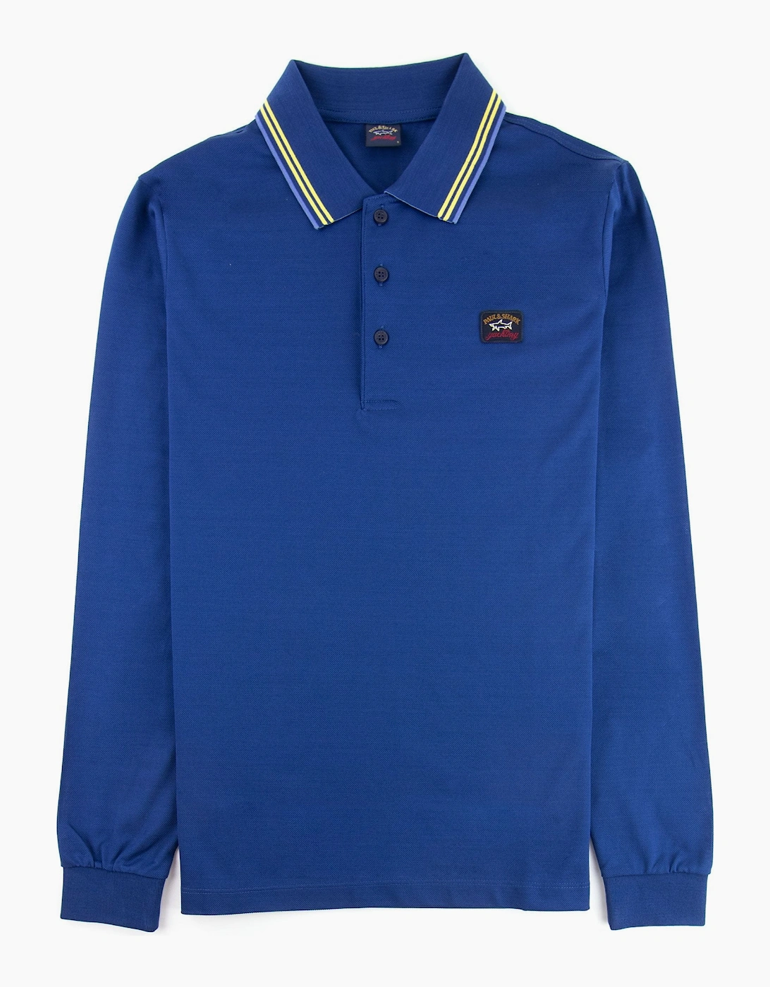 Paul And Shark Tipped Longsleeve Polo Shirt Blue