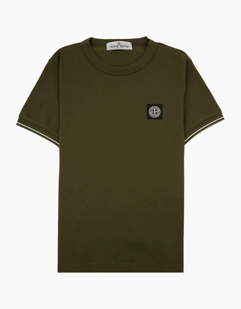 Stone Island Junior 2100001 Light Cotton Compass Patch T Shirt Khaki V0054