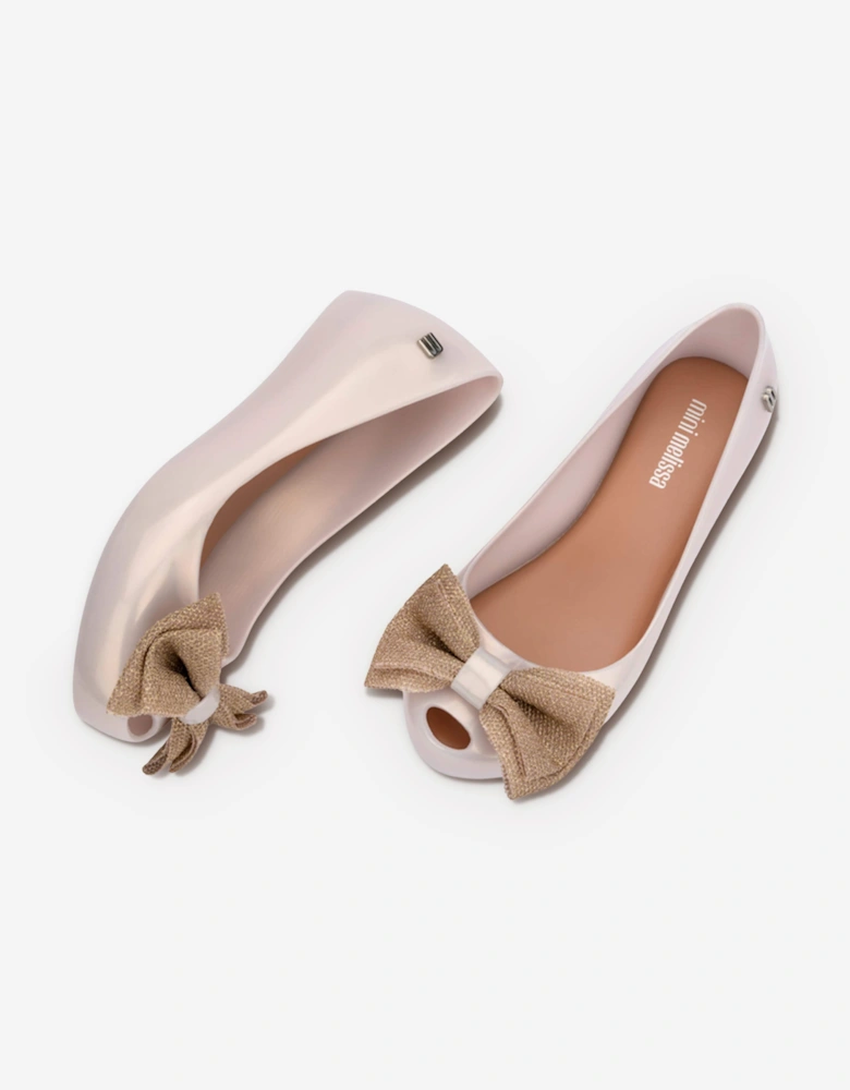 Mini Melissa Girls Ultragirl Sweet XII Ballerinas in Ivory