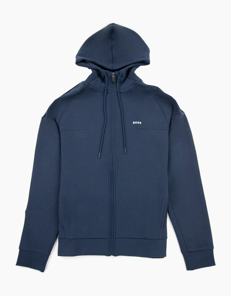 Hugo Boss Saggy 1 Logo Zip Up Sweatshirt Navy 410