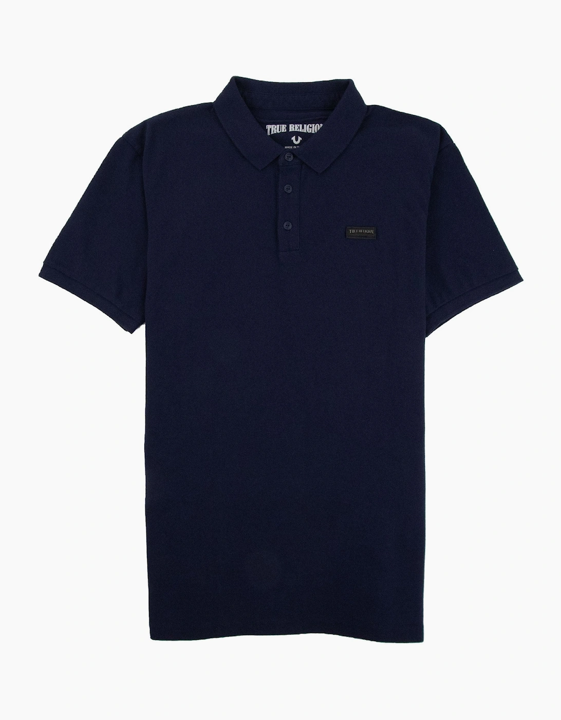 True Religion Short Sleeve Leather Logo Polo Navy