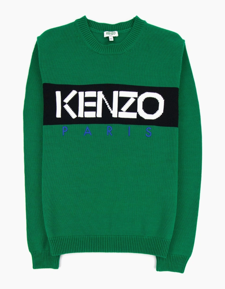 Kenzo Logo Crew Knit Sweatshirt Green