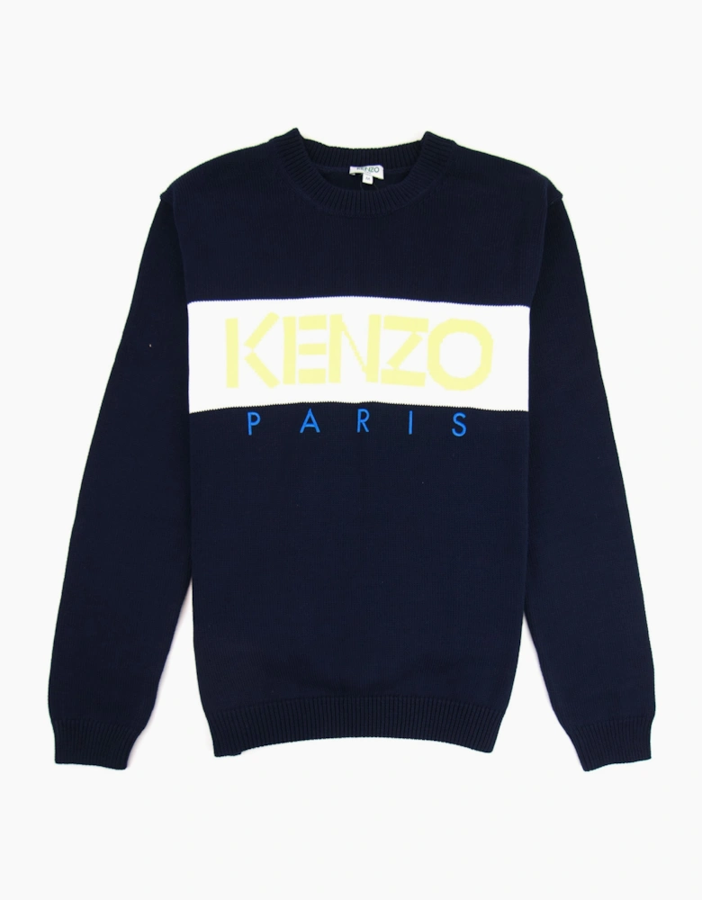Kenzo Logo Crew Knit Sweatshirt Midnight Blue