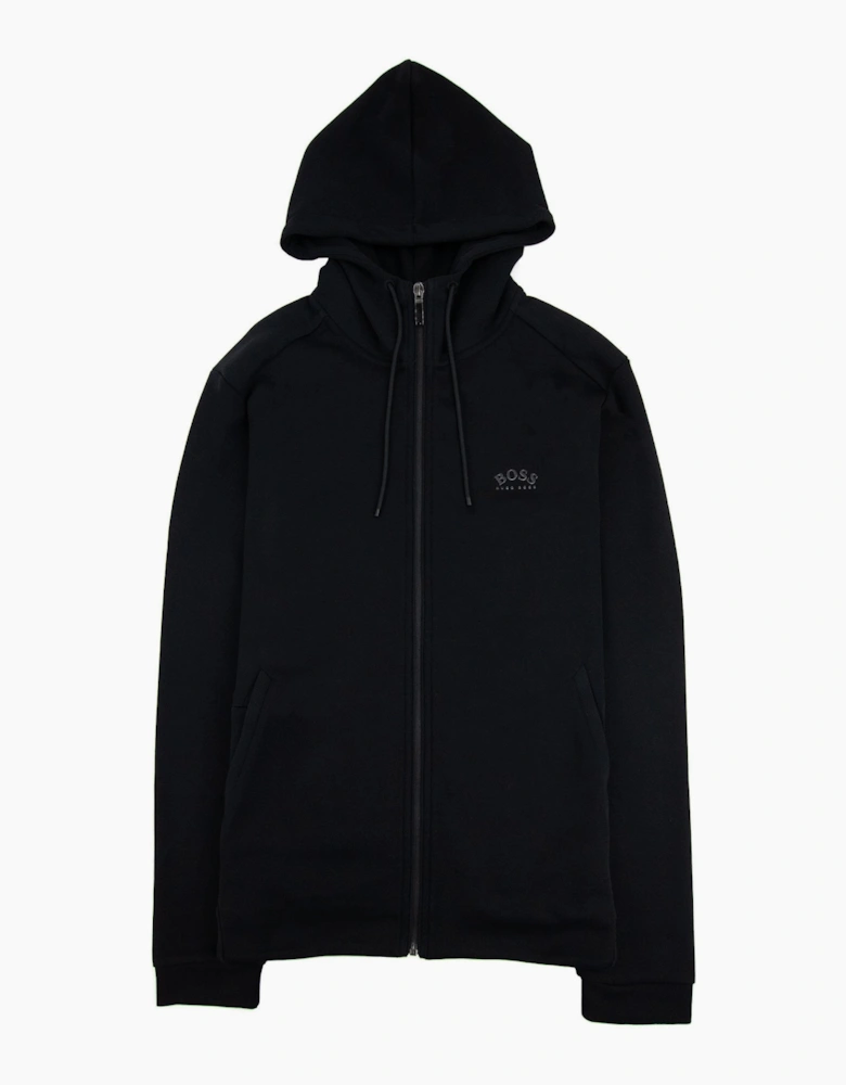Hugo Boss Saggy Curved Logo Zip Up Sweatshirt Black 001