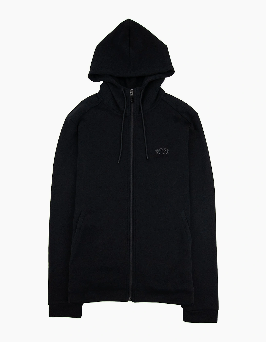 Hugo Boss Saggy Curved Logo Zip Up Sweatshirt Black 001, 6 of 5