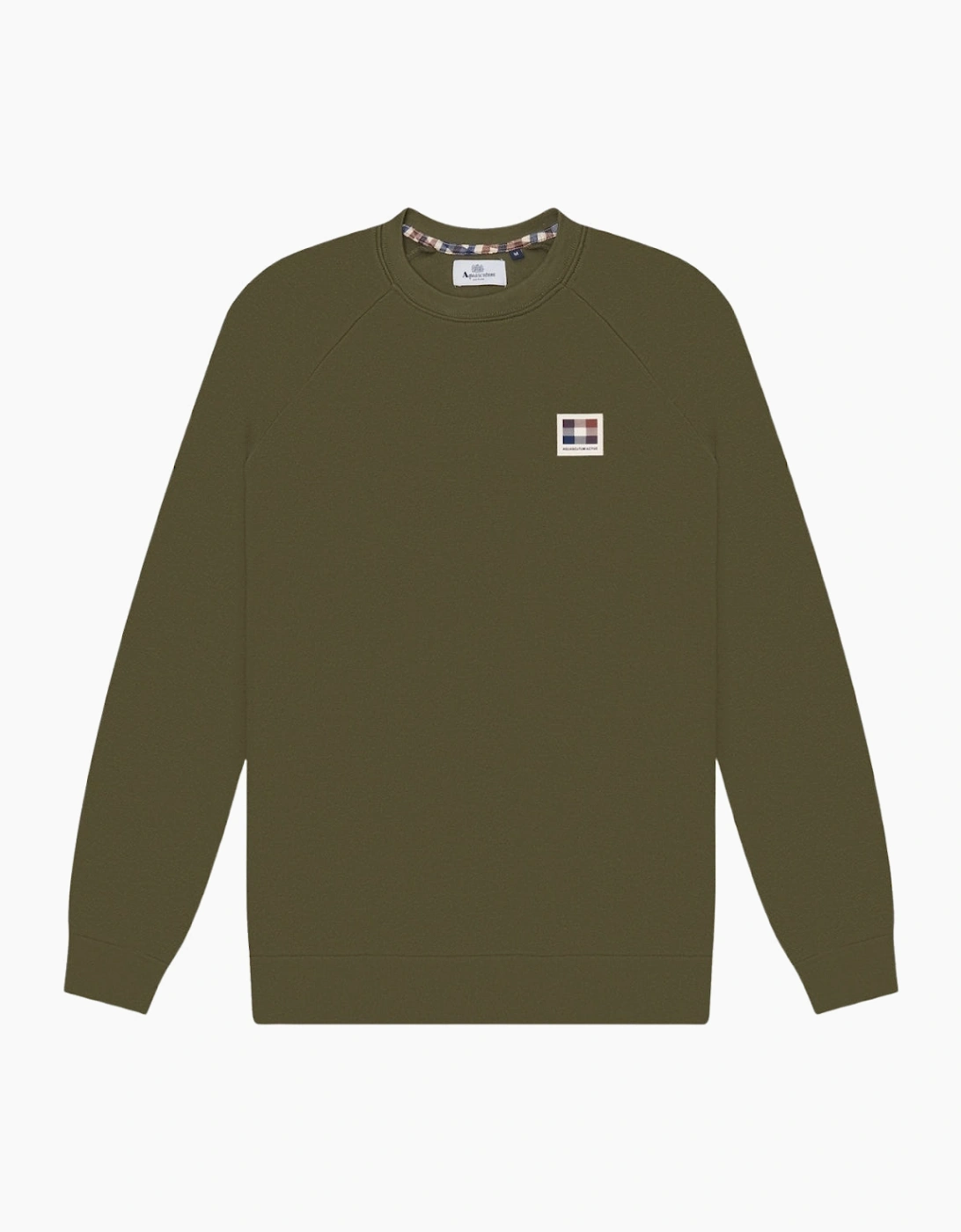 Aquascutum Men's Aquascutum Active Patch Crewneck Army Green - Tan