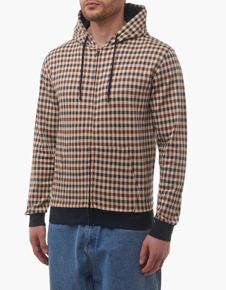 Aquascutum Active Club Check Full-zip Hoodie Navy
