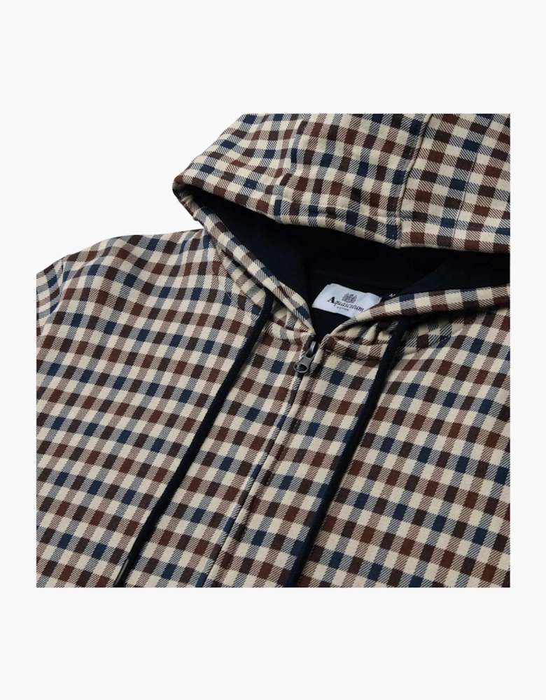 Aquascutum Active Club Check Full-zip Hoodie Navy