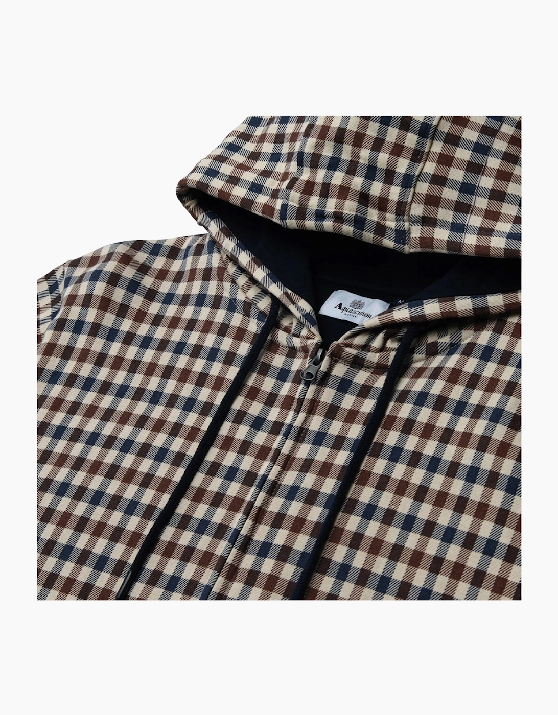Aquascutum Active Club Check Full-zip Hoodie Navy