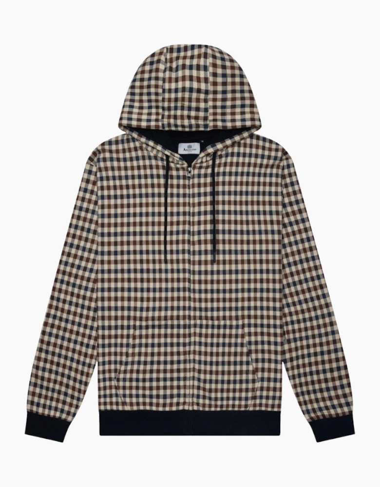Aquascutum Active Club Check Full-zip Hoodie Navy