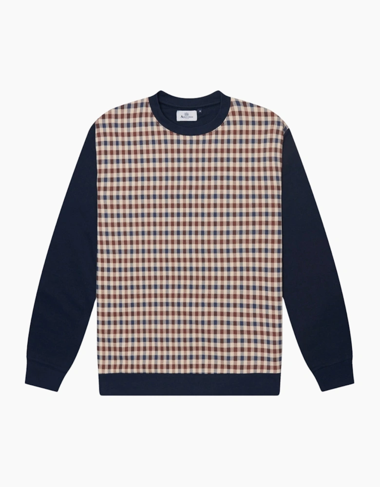 Aquascutum Active Club Check Crewneck Navy