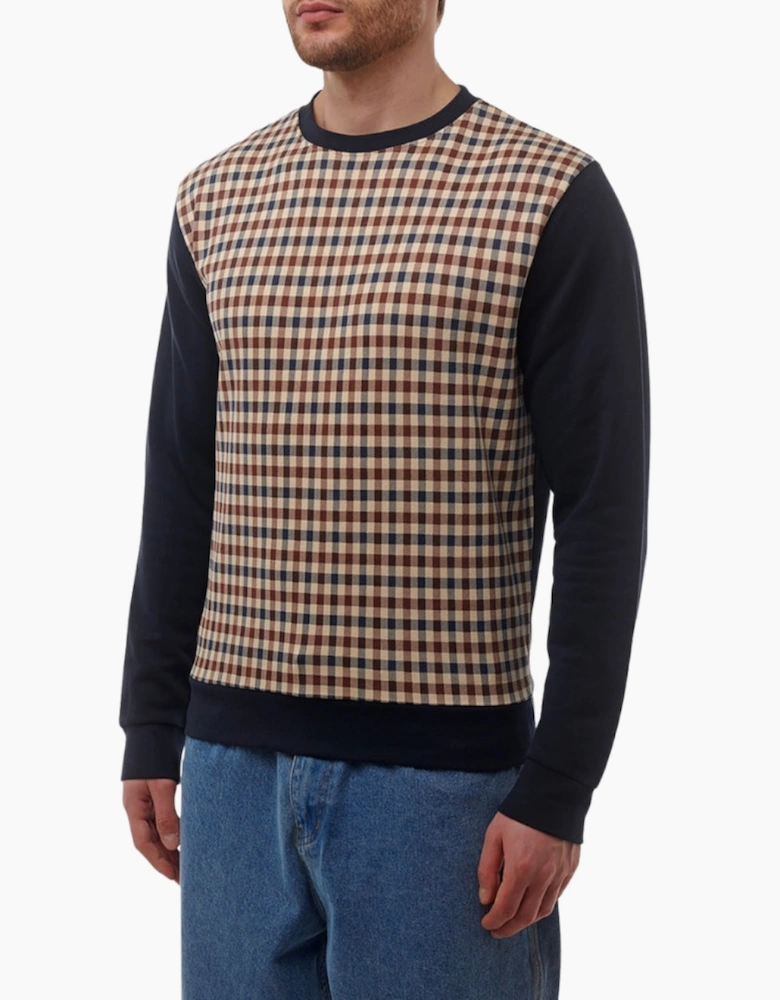 Aquascutum Active Club Check Crewneck Navy