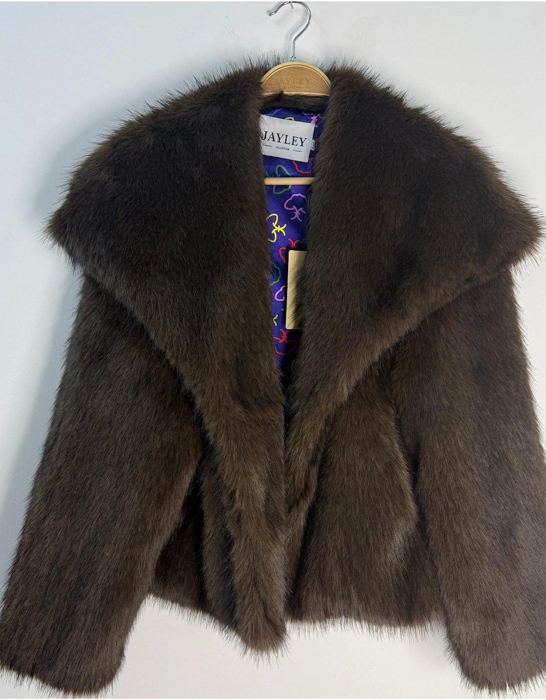 Chocolate Brown Bamboo Blend Faux Fur Jacket