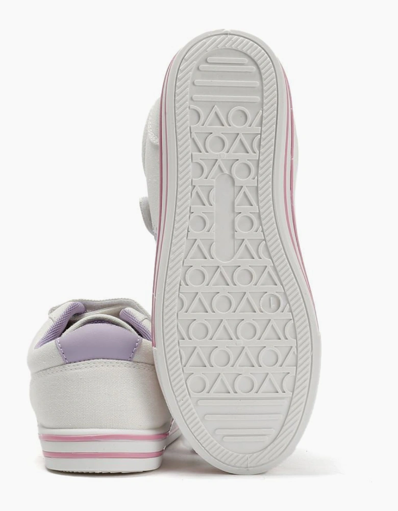 Penguin Junior Rainbow Canvas Girls's White/Lilac Trainers