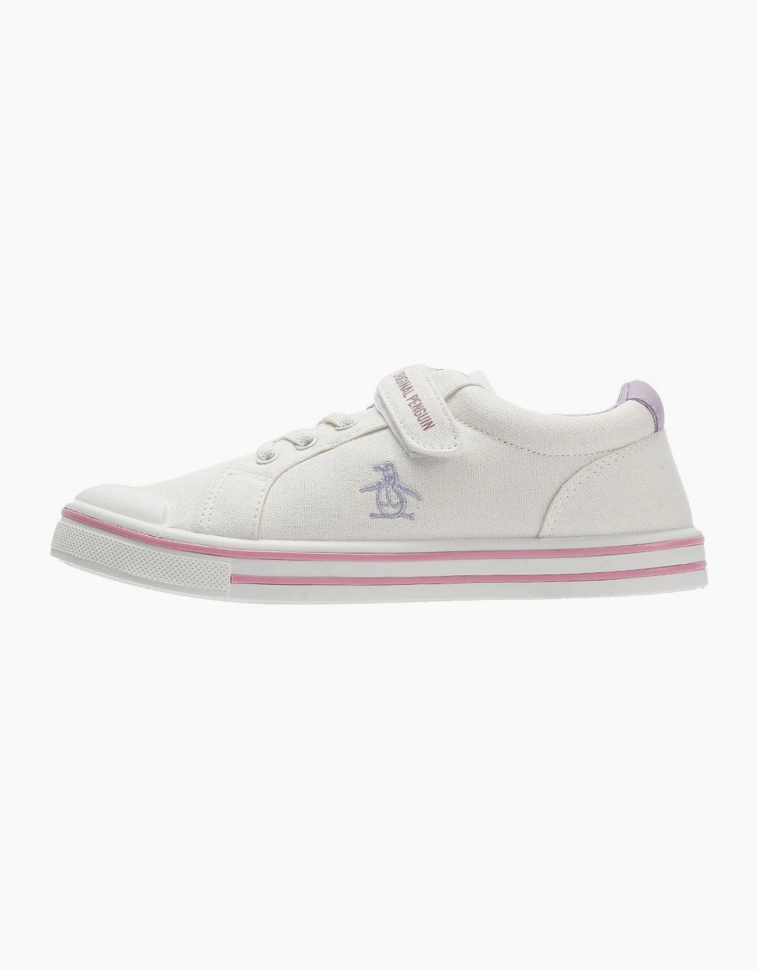 Penguin Junior Rainbow Canvas Girls's White/Lilac Trainers