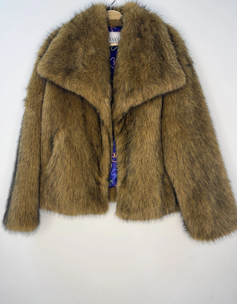 Mocha Bamboo Blend Faux Fur Jacket
