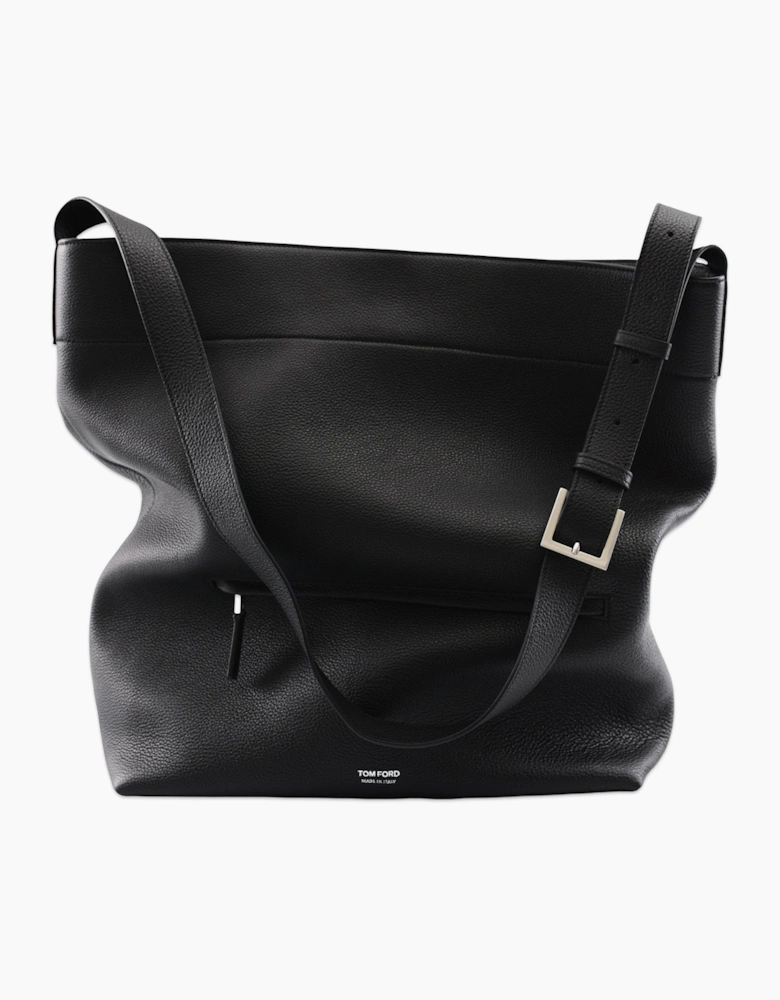 Grain Leather Bucket Bag Black