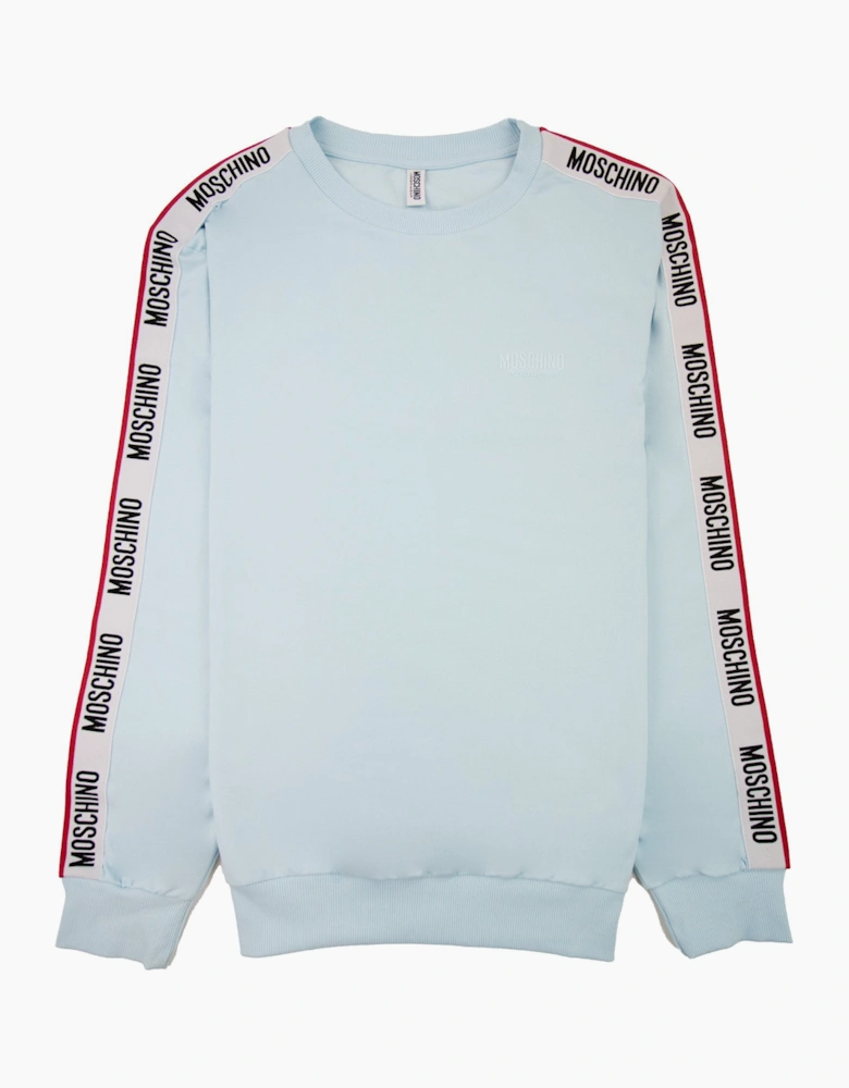 Moschino Underwear Tape Logo Crew Neck Sweatshirt Sky Blue 0332