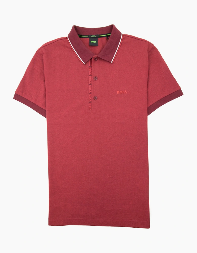 Hugo Boss Paule 4 Slim Fit Branded Placket Polo Burgundy 654