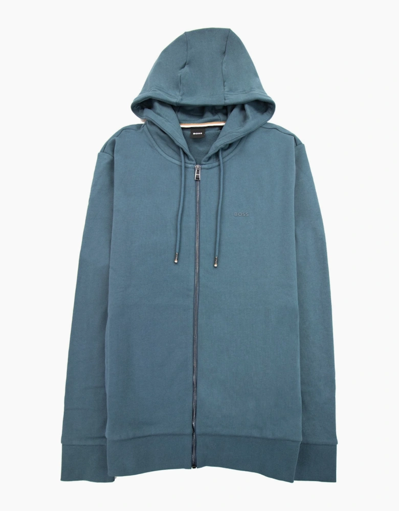 Hugo Boss Seeger 92 Zip Hoodie Rubber Logo Turquoise 445