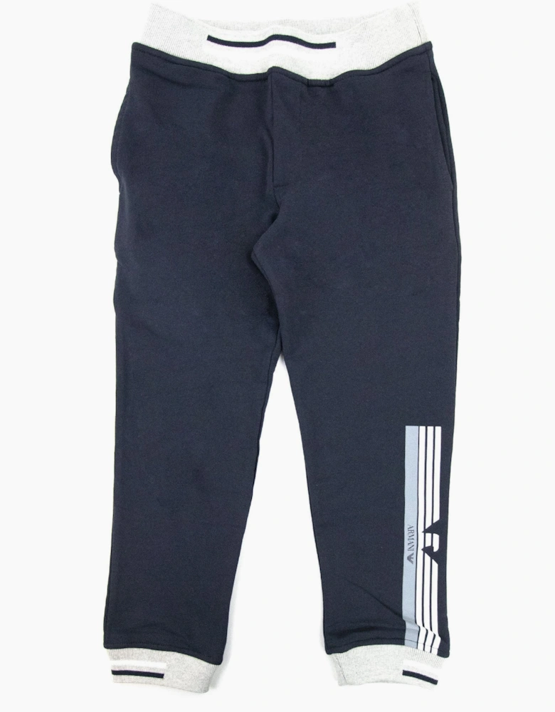 Armani Junior Logo Jogging Bottoms Navy