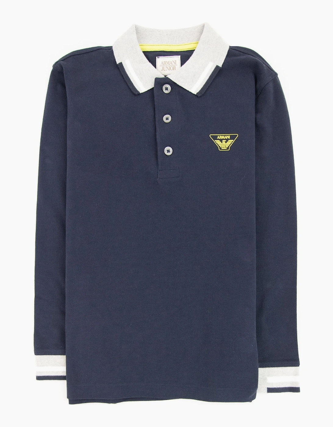 Armani Junior Logo Long Sleeve Polo Navy, 3 of 2