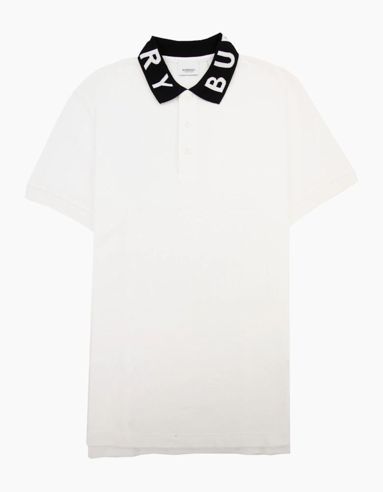 Burberry Ryland Block Collar Writing Polo White