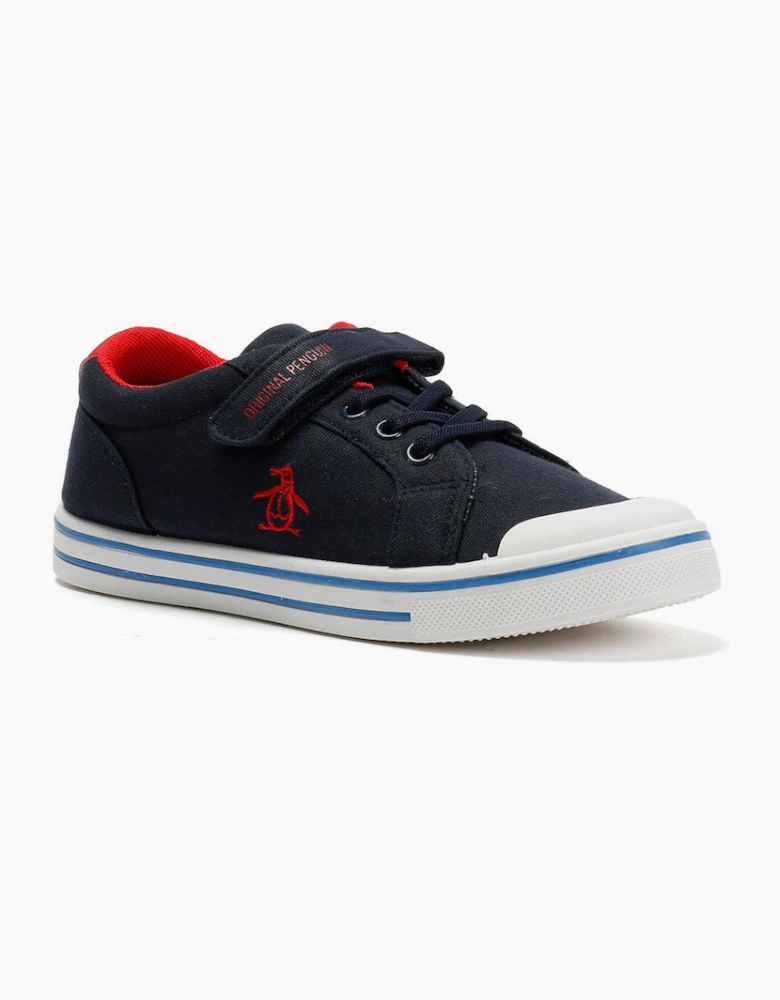 Penguin Junior Rainbow Canvas Navy/Red Trainers