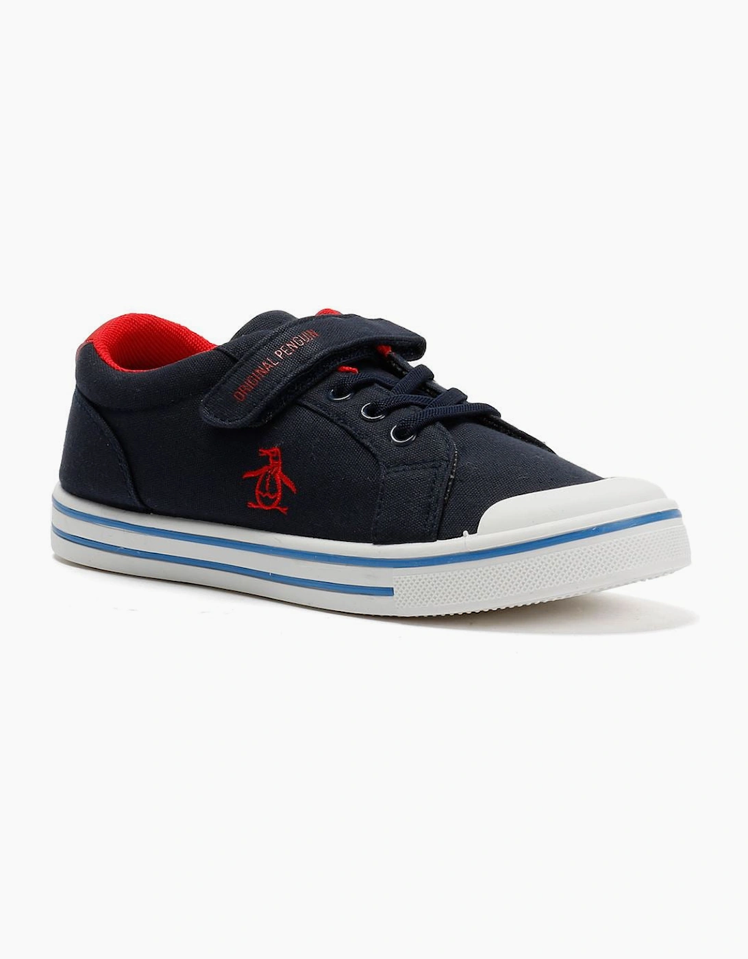 Penguin Junior Rainbow Canvas Navy/Red Trainers