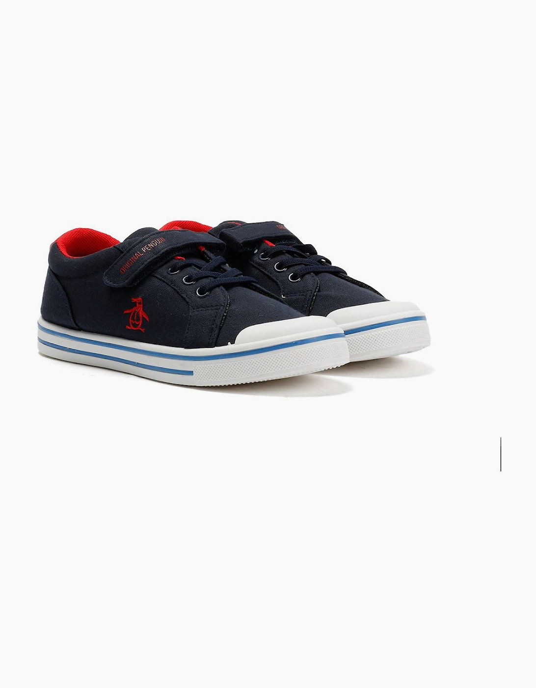 Penguin Junior Rainbow Canvas Navy/Red Trainers, 9 of 8