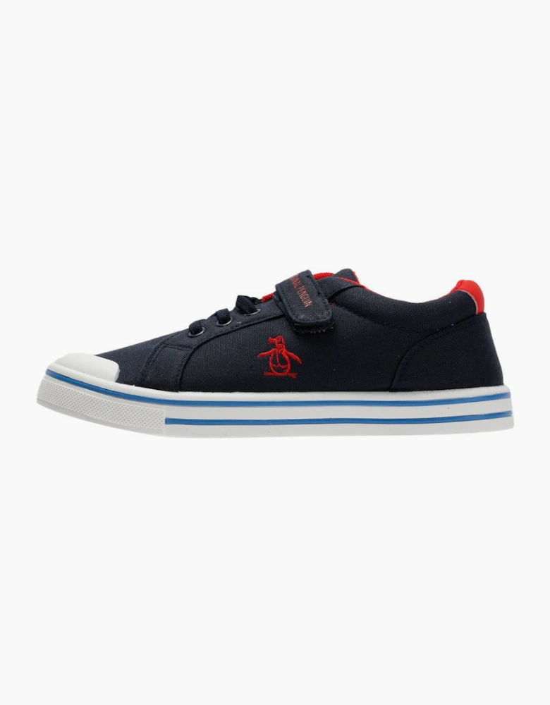 Penguin Junior Rainbow Canvas Navy/Red Trainers