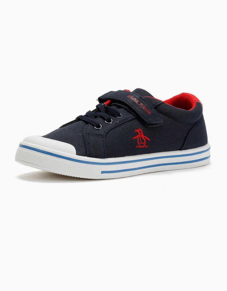 Penguin Junior Rainbow Canvas Navy/Red Trainers