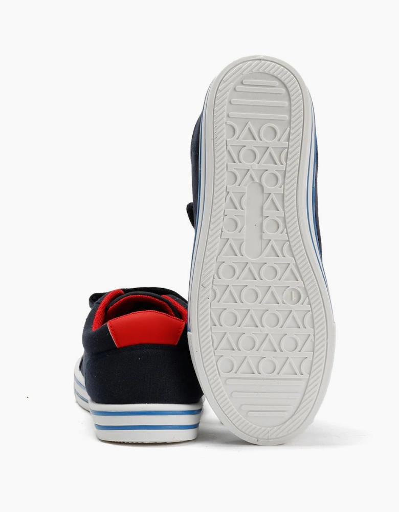 Penguin Junior Rainbow Canvas Navy/Red Trainers