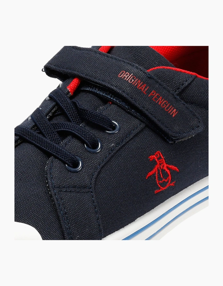 Penguin Junior Rainbow Canvas Navy/Red Trainers
