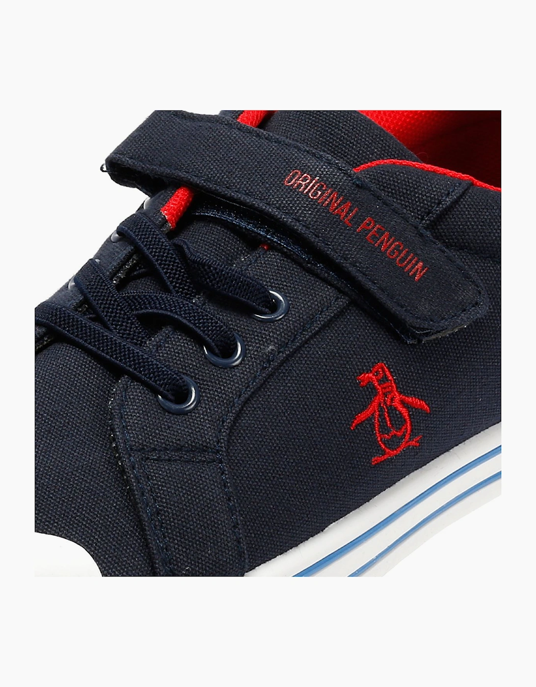 Penguin Junior Rainbow Canvas Navy/Red Trainers