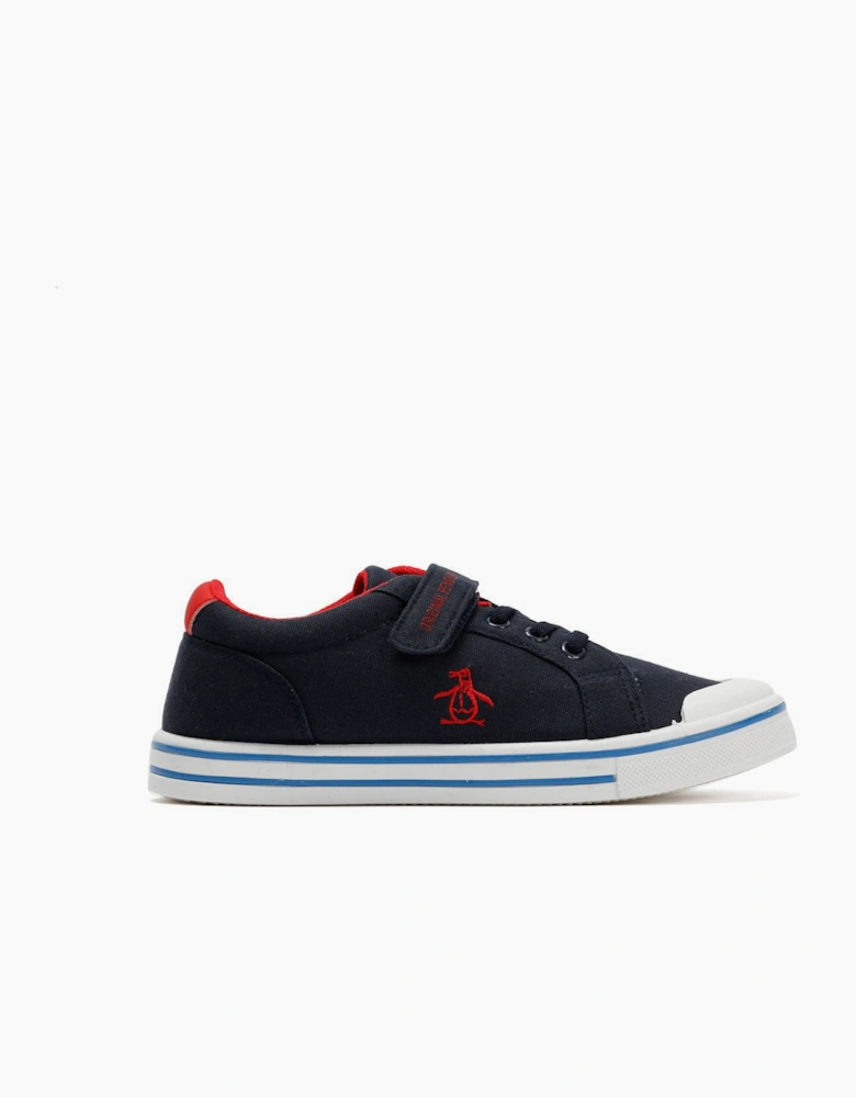 Penguin Junior Rainbow Canvas Navy/Red Trainers