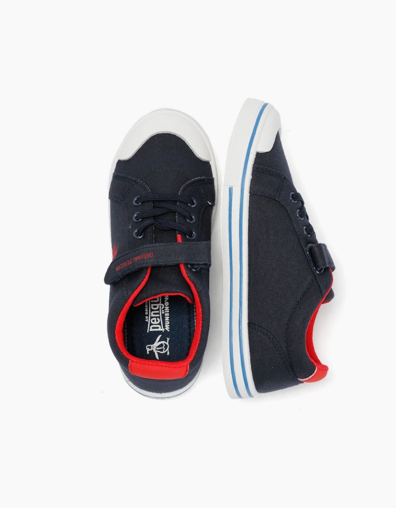 Penguin Junior Rainbow Canvas Navy/Red Trainers