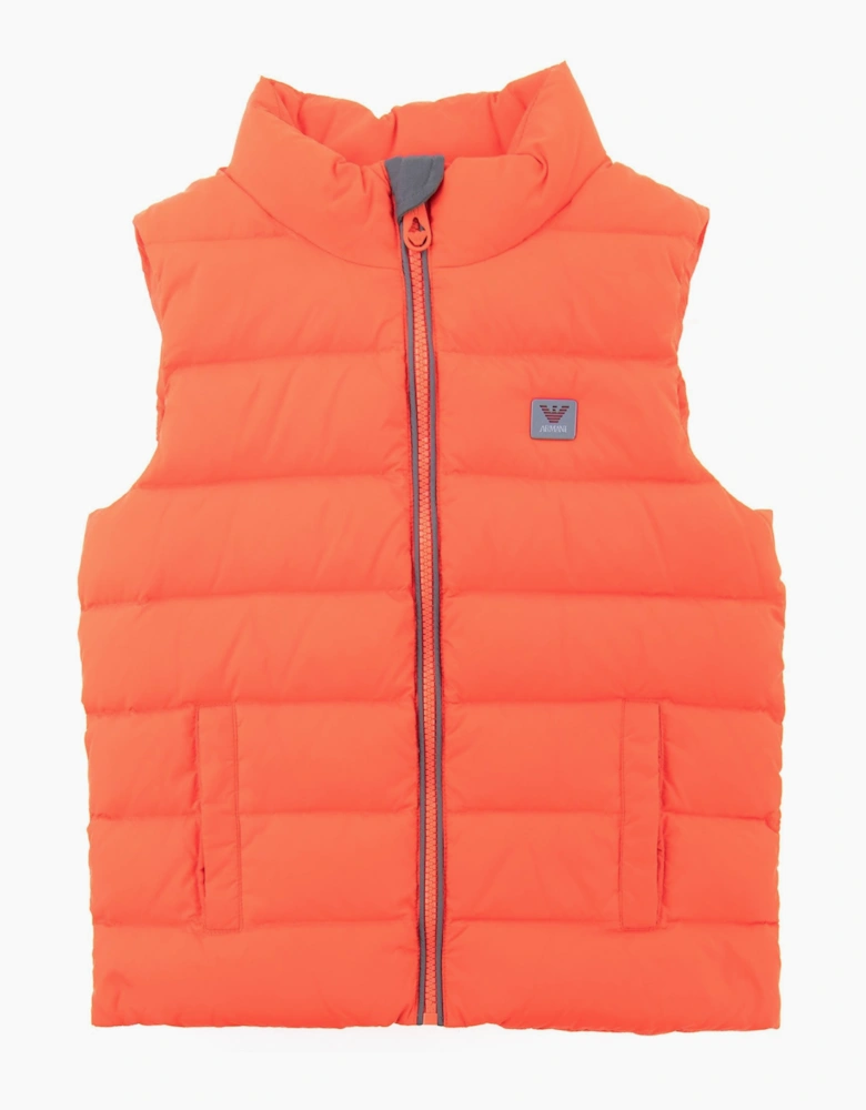 Armani Junior Padded Down Gilet Orange