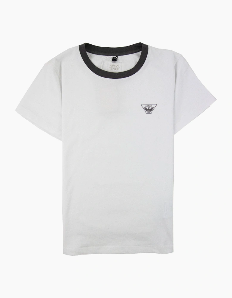 Armani Junior Rubber Logo S/s Crew T Shirt Bianco