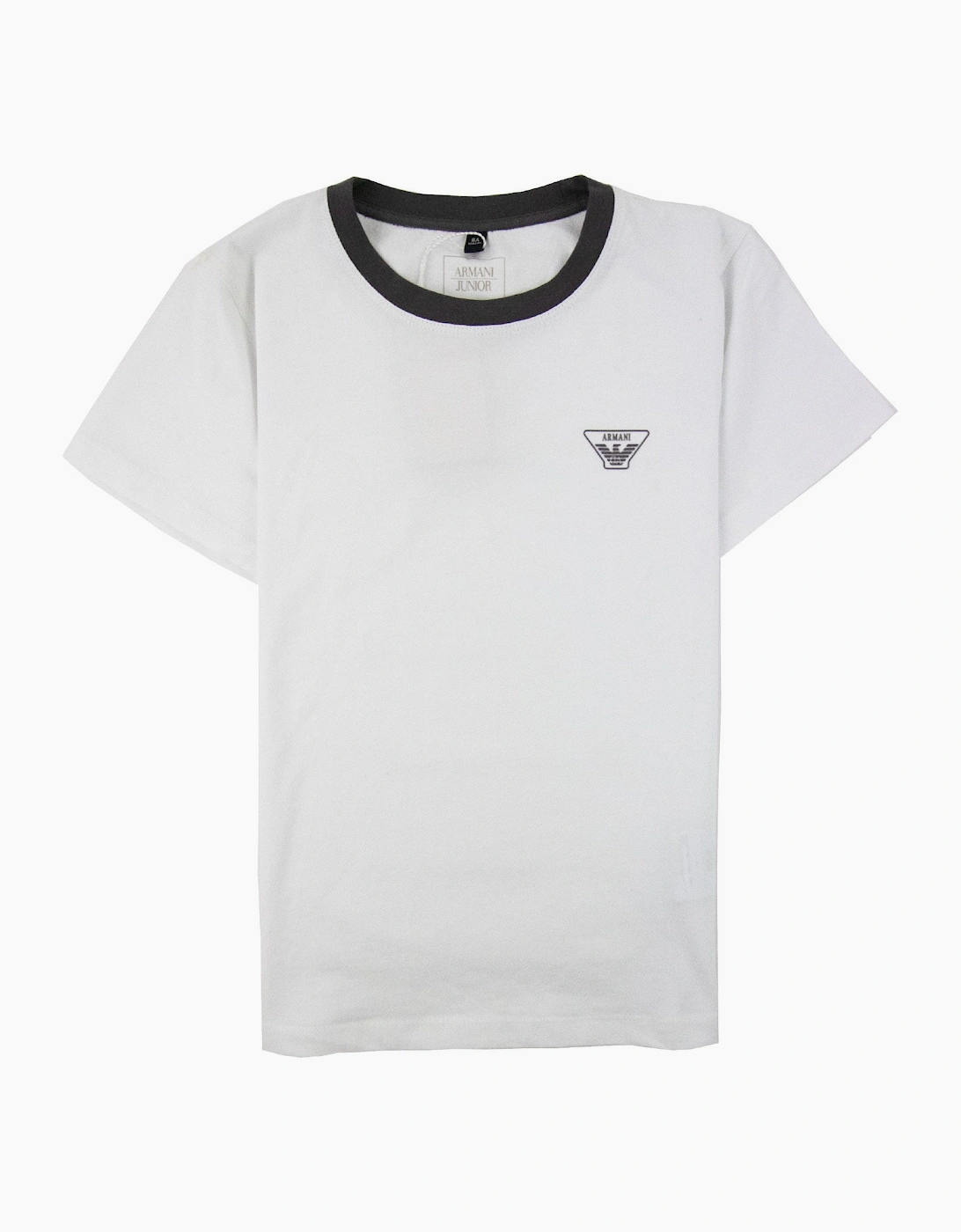 Armani Junior Rubber Logo S/s Crew T Shirt Bianco