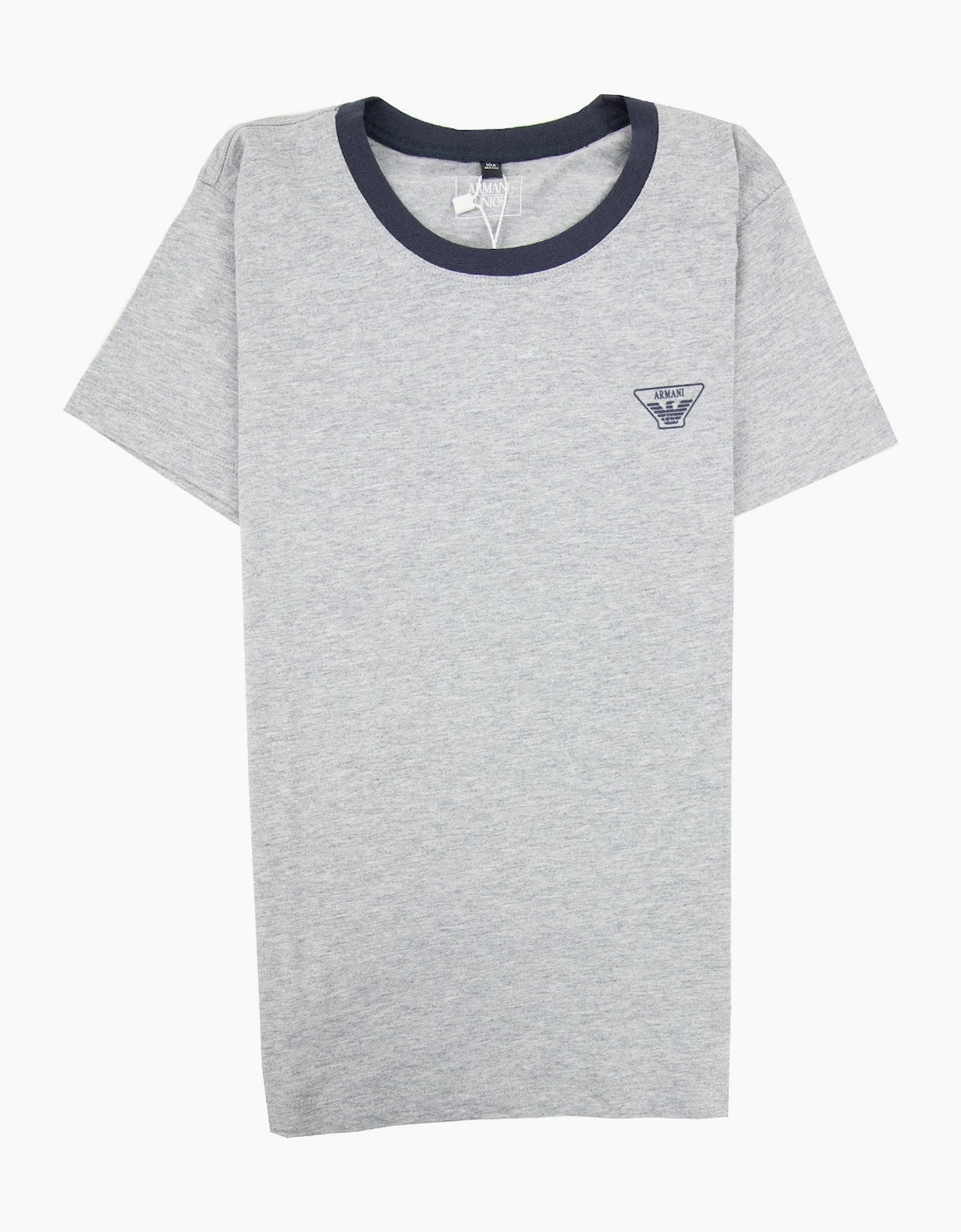 Armani Junior Rubber Logo S/s Crew T Shirt Melange Grigio
